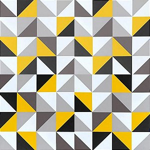 Papel Adesivo Autocolante Geometrico Amarelo - 5M