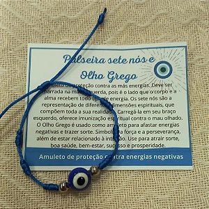 PULSEIRA DOS 7 NÓS COM OLHO GREGO M - PROTEÇÃO - AZUL