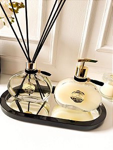 kit Lavabo linha Black com Dourado s/ Bandeja