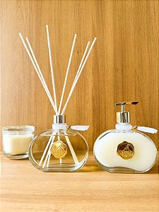 Kit Lavabo linha White com Dourado s/ Bandeja