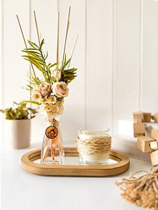 Kit Difusor Jardim Nude P+ Vela Rústica 200g s/ bandeja