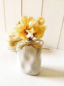 Vaso cachepô Orgânico Branco Folha Seca