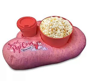 Almofada Porta Pipoca Unicórnio Com Balde E Copo