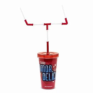 Copo Canudo Duplo - Todo Amor E Uma Delicia