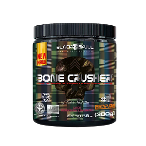 Pré-Treino Bone Crusher Nova Fórmula 300g Black Skull Sabor BlackBerry Lemonade