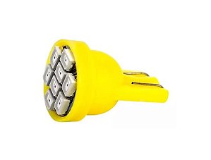 LAMPADA LED T10 8 LEDS AMARELA 12V
