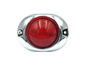 LANTERNA DELIMITADORA REDONDA 5 LEDS ARO CROMADO 12-24V VERMELHA