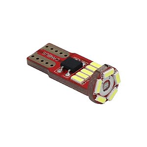 LAMPADA LED T10 15 LEDS 6000K 12V CANBUS BASE VERMELHA