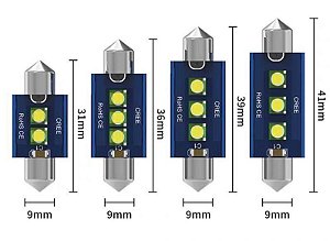 LAMPADA LED TORPEDO 36MM CREE 3 LEDS 6000K 12-24V CANBUS