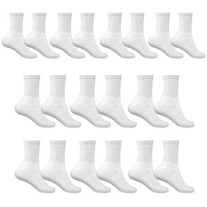 Kit 10 Pares Meias Branca Adulto Esportiva Cano Alto Algodão