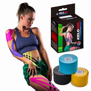Fita Kinesio Tape Bandagem Elástica - Kelogel  -  5cmX5cm - 1 unidade - Azul Claro