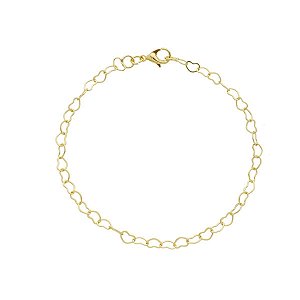 PULSEIRA BANHADA A OURO DE CORAÇÕES 18CM 4MM