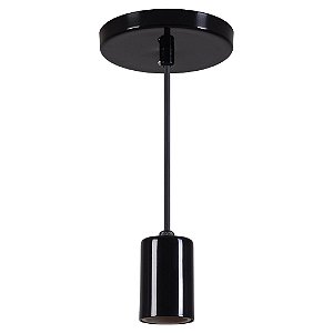 Pendente Copinho Aluminio Teto E27 1 Luz Lumini Lab - Preto Brilhante