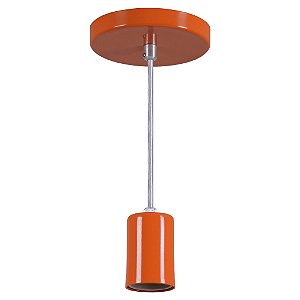 Pendente Copinho Aluminio Teto E27 1 Luz Lumini Lab - Laranja Brilhante