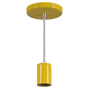 Pendente Copinho Aluminio Teto E27 1 Luz Lumini Lab - Amarelo Brilhante