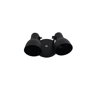 Spot Light Aluminio Teto E27 2 Luzes Lumini Lab - Preto Microtextura