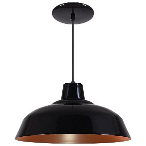 Pendente Sino Aluminio Teto E27 1 Luz Lumini Lab - Preto B - Verniz C