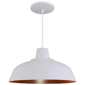 Pendente Sino Aluminio Teto E27 1 Luz Lumini Lab - Branco M - Verniz C