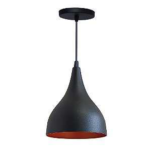 Pendente Cairo Aluminio Teto E27 1 Luz Lumini Lab - Preto M - Verniz C