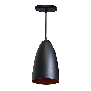 Pendente Bala Aluminio Teto E27 1 Luz Lumini Lab - Preto M - Verniz C
