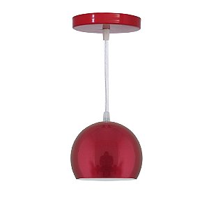 Pendente Coquinho Aluminio Teto E27 1 Luz Lumini Lab - Vermelho Fogo*