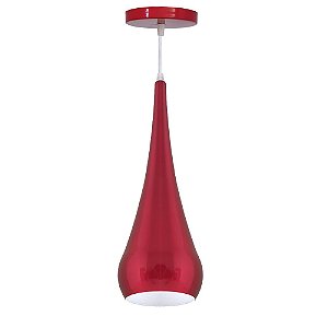 Pendente Lulu Aluminio Teto E27 1 Luz Lumini Lab - Vermelho Fogo*