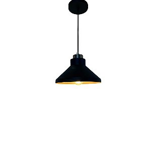 Pendente Aurora Aluminio Teto E27 1 Luz Lumini Lab - Preto B - Verniz C