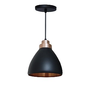 Pendente Moscou Aluminio Teto E27 1 Luz Lumini Lab - Preto M - Verniz C