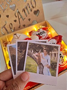 Box Quadrado Te Amo com Pelucia, Chocolates e Luzes