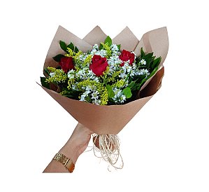 Buquê de Rosas Vermelhas - Modelo Trio Pop Francês