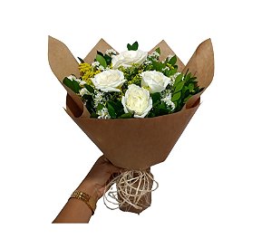 Buquê de Rosas Brancas - Modelo Quarteto Pop Francês