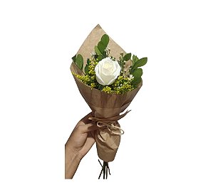 Arranjo Solitário de Rosa De Branca Única - Modelo Francês