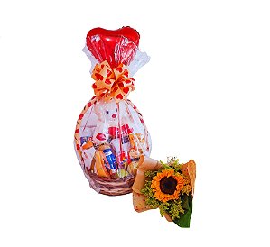 Combo Pop 2 Premium Café da Manhã + Arranjo Solitário + Urso de Pelúcia