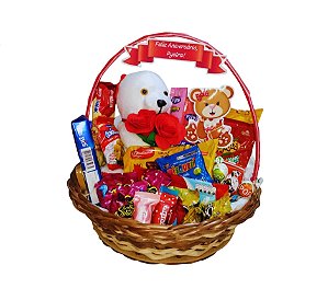 Cesta de Aniversário Com Chocolate e Guloseimas Modelo Master Celebration
