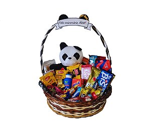 Cesta Com Chocolates e Guloseimas - Panda Aniversário