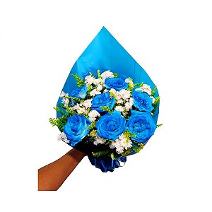 Buquê de Rosa Azul - Modelo Magno Clássico