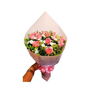 Buquê de Rosas Cor-de-Rosa - Modelo Good Clássico
