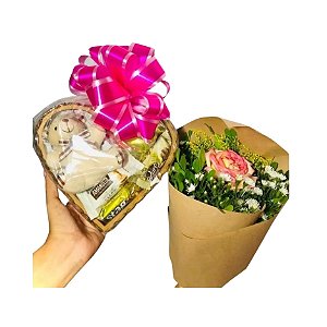 Combo Coração Encantado Box + Rosa Francesa