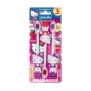 Escova de Dente com Ventosa Hello Kitty Kit Econômico 3 unidades