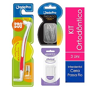 Kit Ortodôntico - Escova Interdental + Passa Fio + Cera Ortodôntica