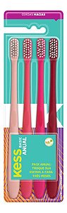 Escova Dental Kess Basic Anual Pack C/ 4 Unidade - Rosa