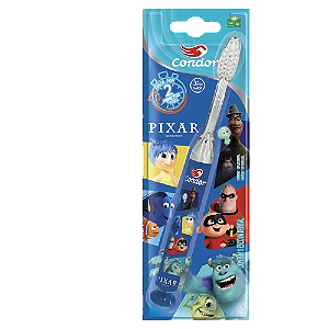 Escova Dental Infantil Macia com Luz de Led e Ventosa personagens Disney Pixar
