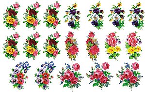 Decalque para Porcelana - Flores Sortidas 5cm