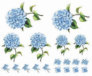 Decalque para Porcelana - Hortênsia Azul