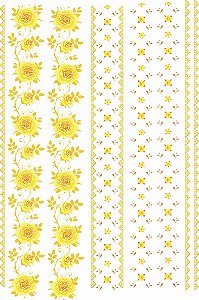 Decalque para Porcelana - Rosas Adorno Amarela