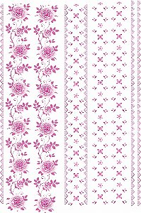 Decalque para Porcelana - Rosas Adorno Rosa