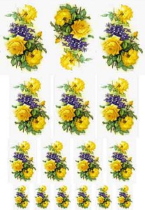 Decalque para Porcelana - Rosas Amarelas