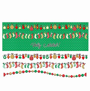 Decalque para Porcelana - Faixa Natal - Bolas e Meias