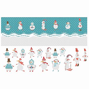 Decalque para Porcelana - Faixa Natal - Bonecos de Neve