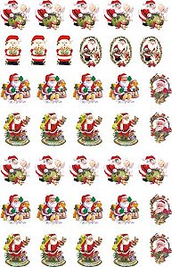 Decalque para Porcelana - Papai Noel e Fofinhos 3,5cm